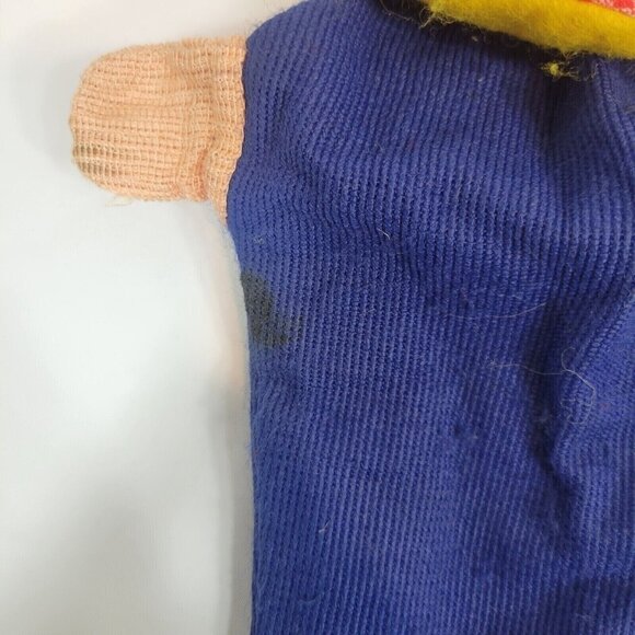 Vintage Pinocchio Puppet Hand Painted Wooden Face Yellow Hair Fabric Body - Picture 4 of 10